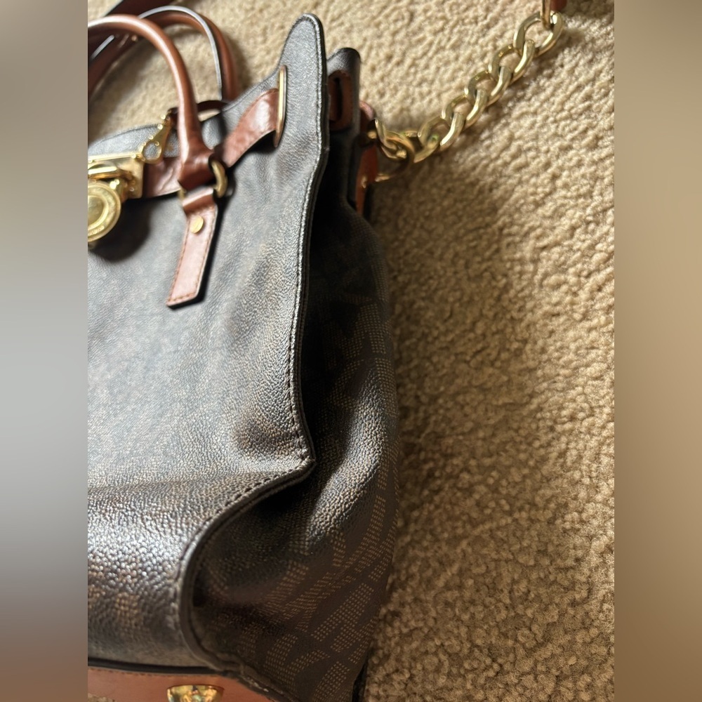 Michael Kors Hamilton Crossbody Tote Brown Purse Bag - Picture 5 of 16